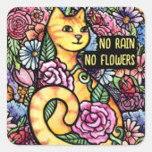 Sticker Carré Jardin Orange Tabby Chat (Devant)