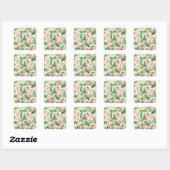 Sticker Carré Jardin rose Roses (Feuille)