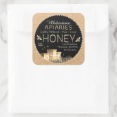 Sticker Carré Jardin ruches d'abeilles et petites abeilles sur K (Sac)