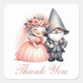 Sticker Carré Jardin Whimsical Gnome Merci Mariage rustique (Devant)