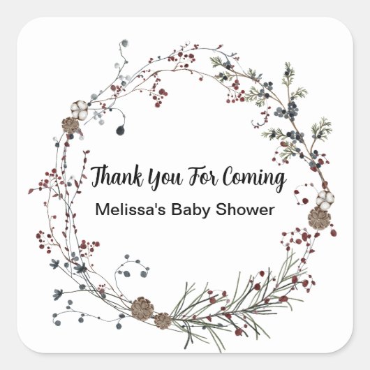 Sticker Carré Jardins Fleurs sauvages de Boho rustique Winterber (Devant)