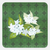 Sticker Carré Jasmine fleurs nom personnalisable (Devant)