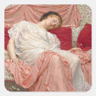 Sticker Carré Jasmine par Albert Joseph Moore, Victorian Fine Ar