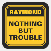 Sticker Carré Jaune amusant rien mais trouble prudence signe squ (Devant)