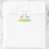 Sticker Carré Jaune aqua llama embrasser mignonette école kawaii (Sac)