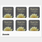 Sticker Carré Jaune Daisy Chalkboard Rustique Mariage Merci (Feuille)
