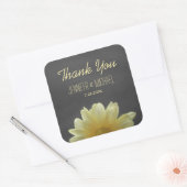 Sticker Carré Jaune Daisy Chalkboard Rustique Mariage Merci (Enveloppe)