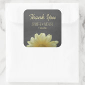 Sticker Carré Jaune Daisy Chalkboard Rustique Mariage Merci (Sac)