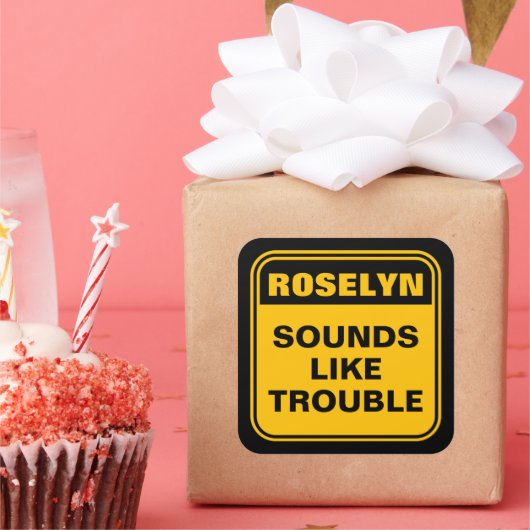 Sticker Carré Jaune drôle sonne comme signe de prudence (Fête)