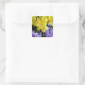 Sticker Carré Jaune et Fleurs Lilac Violettes (Sac)