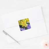 Sticker Carré Jaune et Fleurs Lilac Violettes (Enveloppe)