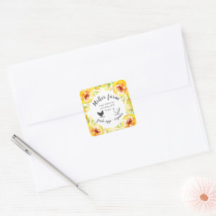 Sticker Carré Jaune Été Floral Agritourisme Oeuf Carton
