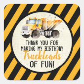 Sticker Carré Jaune noir Camion de construction Zone Anniversair (Devant)