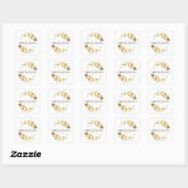 STICKER CARRÉ JAUNE OCRE GOLD FOLIAGE MONOGRAM WREATT MARIAGE (Feuille)