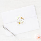 STICKER CARRÉ JAUNE OCRE GOLD FOLIAGE MONOGRAM WREATT MARIAGE (Enveloppe)