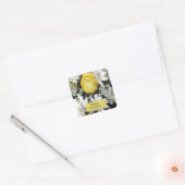 Sticker Carré Jaune Rose Blanc Daisie Anniversaire (Enveloppe)