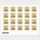 Sticker Carré Jaune Thanksgiving Citrouilles et Squash (Feuille)