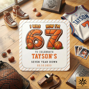 Sticker Carré J'avais 6 ans, maintenant j'ai 7 ans Basket-ball –