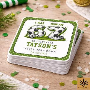 Sticker Carré J'avais 6 ans, maintenant j'ai 7 ans Football Anni