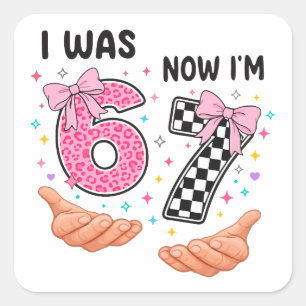 Sticker Carré J'avais 6 ans maintenant j'ai 7 ans jolis chiffres