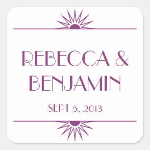 Sticker Carré Jazz age violet géométrique mariage art déco