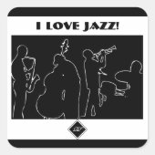 Sticker Carré Jazz Band - J'adore Jazz (Devant)