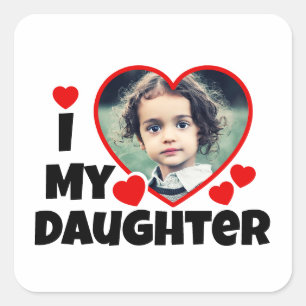 Sticker Carré J'Coeur Ma Fille Photo Personnalisée