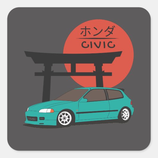 Sticker Carré JDM Hatch Legend Torii Sunset Street Culture (Devant)