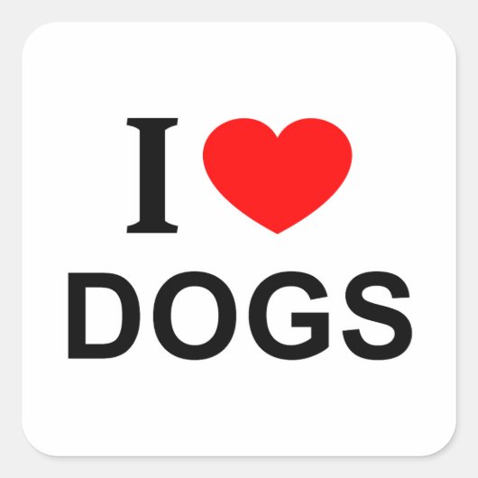 STICKER CARRÉ JE ❤️ CHIENS J'AIME CHIENS J'AIME CHIENS CARRÉ CHI (Devant)