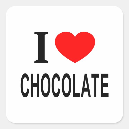 STICKER CARRÉ JE ❤️ CHOCOLATE J'AIME LE CHOCOLAT I COEUR CHOCOLA (Devant)