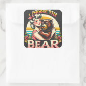 Sticker Carré Je Choisis L'Ours (Sac)