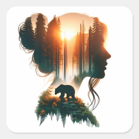 Sticker Carré Je choisis l'ours (Devant)