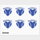 STICKER CARRÉ JE COEUR BASEBALL (Feuille)