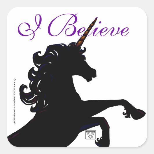 Sticker Carré Je Crois Unicorn Silhouette (Devant)