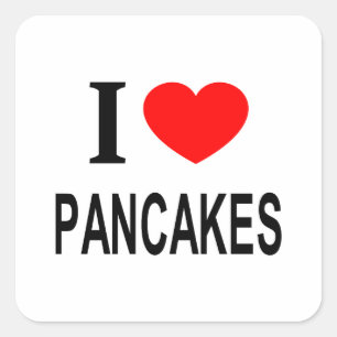 STICKER CARRÉ JE ❤️ DES PANCAKES J'AIME LES PANCAKES JE COEUR DE