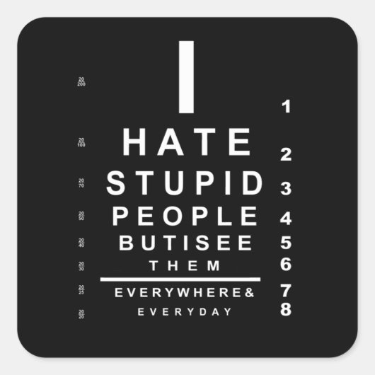Sticker Carré Je déteste les stupides gens (Devant)