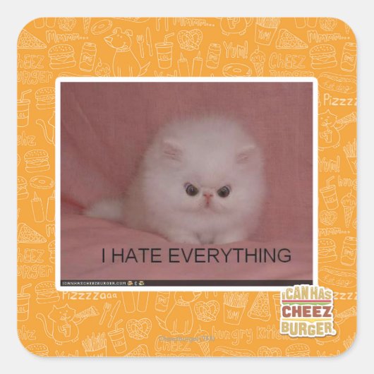 Sticker Carré Je déteste tout (Devant)
