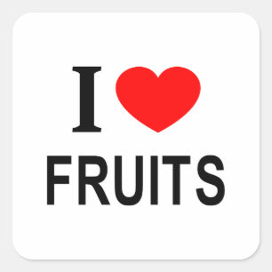 STICKER CARRÉ JE ❤️ FRUITS J'AIME LES FRUITS JE COEUR LES FRUITS