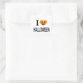 STICKER CARRÉ JE ❤️ HALLOWEEN J'AIME HALLOWEEN JE COEUR HALLOWEE (Sac)
