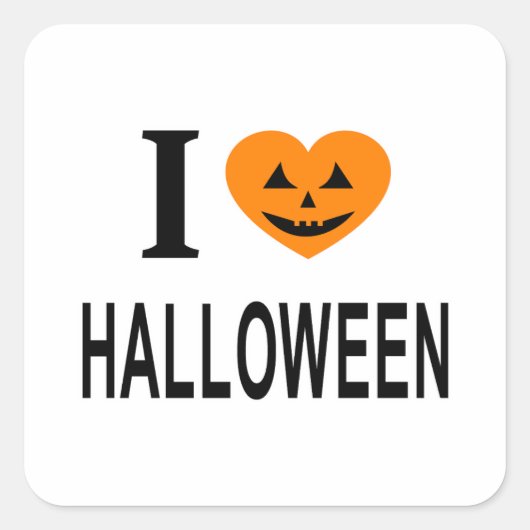 STICKER CARRÉ JE ❤️ HALLOWEEN J'AIME HALLOWEEN JE COEUR HALLOWEE (Devant)