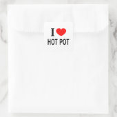 Sticker Carré Je ❤️ HOT POT J'AIME HOT POT J'AIME HOT POT (Sac)