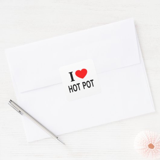 Sticker Carré Je ❤️ HOT POT J'AIME HOT POT J'AIME HOT POT (Enveloppe)