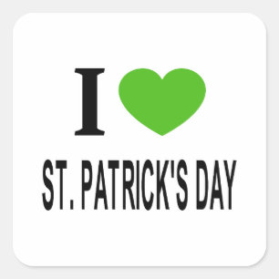 Sticker Carré Je ❤️ la FÊTE DE LA SAINT-PATRICK avec un cœur ver