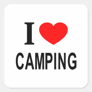 STICKER CARRÉ JE ❤️ LE CAMPING J'AIME LE CAMPING J'AIME LE CAMPI