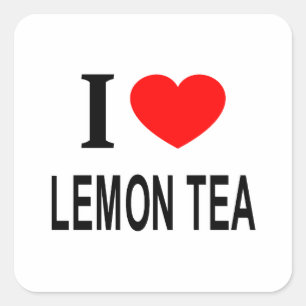 STICKER CARRÉ JE ❤️ LE THÉ LEMON J'AIME LE THÉ LEMON I COEUR LE 