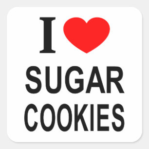 STICKER CARRÉ JE ❤️ LES COOKIES DE SUCRE J'AIME LES COOKIES DE S