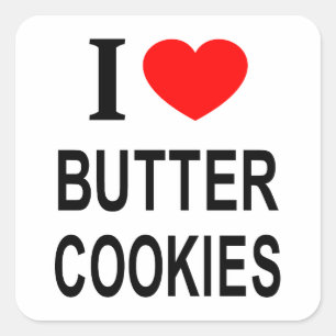 STICKER CARRÉ JE ❤️ LES CUISINES DE BEURRE J'AIME LES COOKIES DE