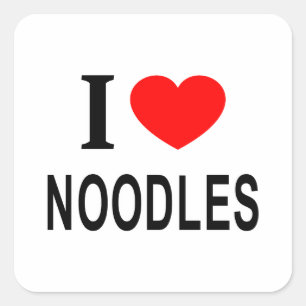 STICKER CARRÉ JE ❤️ LES NOODLES J'AIME LES NOODLES JE LES COEUR
