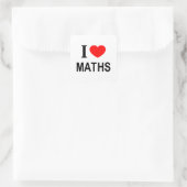 STICKER CARRÉ JE ❤️ MATHS J'AIME MATHS MATHS I HEART MATH (Sac)