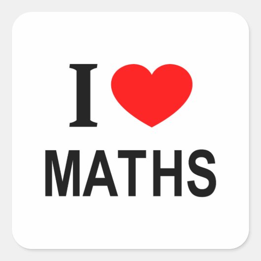 STICKER CARRÉ JE ❤️ MATHS J'AIME MATHS MATHS I HEART MATH (Devant)
